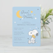 Snoopy & Woodstock | Over the Moon Baby shower Kaart (Staand voorkant)