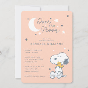 Snoopy & Woodstock   Over the Moon Baby shower Kaart