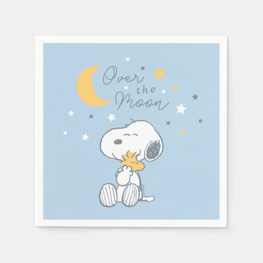 Snoopy & Woodstock | Over the Moon Baby Shower Nap Servet (Voorkant)