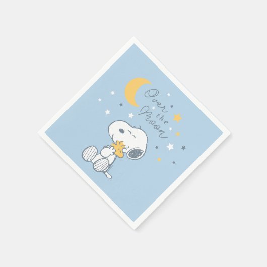 Snoopy & Woodstock | Over the Moon Baby Shower Nap Servet (Hoek)