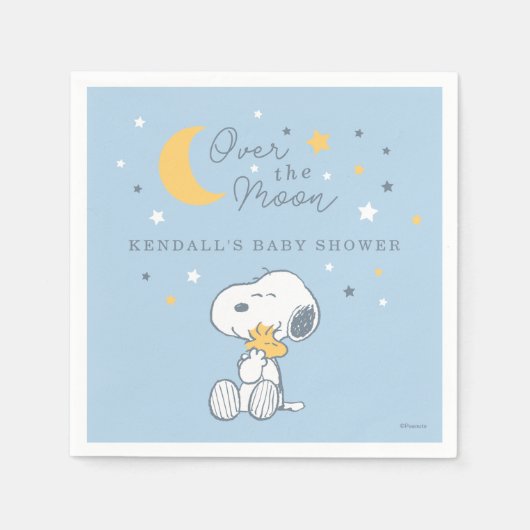 Snoopy & Woodstock | Over the Moon Baby Shower Nap Servet (Voorkant)