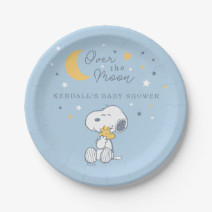 Snoopy & Woodstock Over the Moon Baby Shower Pap Papieren Bordje