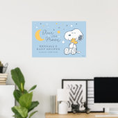 Snoopy & Woodstock | Over the Moon Baby Shower Pos Poster (Thuiskantoor)
