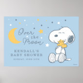 Snoopy & Woodstock | Over the Moon Baby Shower Pos Poster (Voorkant)