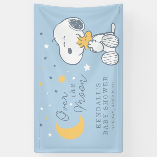 Snoopy & Woodstock | Over the Moon Baby Shower Spandoek (Verticaal)