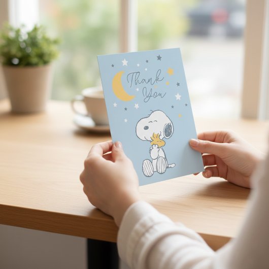 Snoopy & Woodstock | Over the Moon Baby Shower Tha Bedankkaart