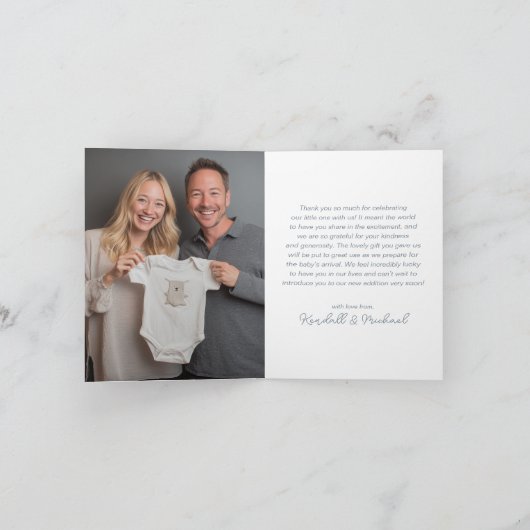 Snoopy & Woodstock | Over the Moon Baby Shower Tha Bedankkaart (Binnen)