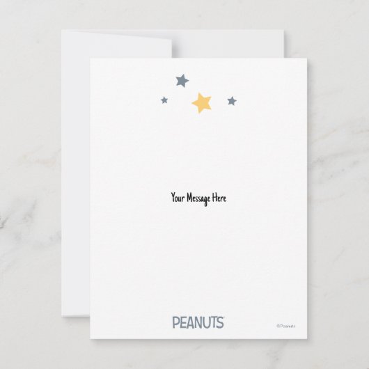 Snoopy & Woodstock | Over the Moon Baby Shower Tha Bedankkaart (Achterkant)