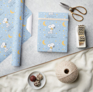 Snoopy & Woodstock Over the Moon Baby Shower-ver Cadeaupapier