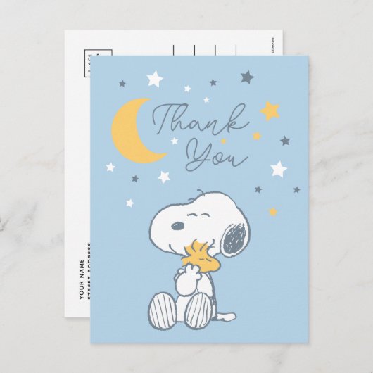 Snoopy & Woodstock Over the Moon Thank You Postcar Briefkaart (Voorkant / Achterkant)