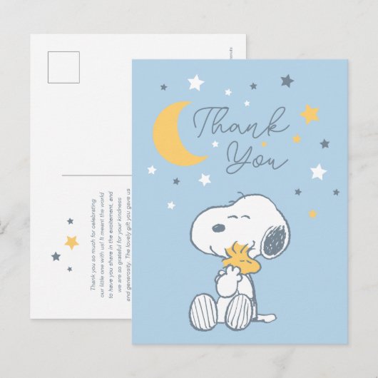 Snoopy & Woodstock Over the Moon Thank You Postcar Briefkaart (Voorkant / Achterkant)
