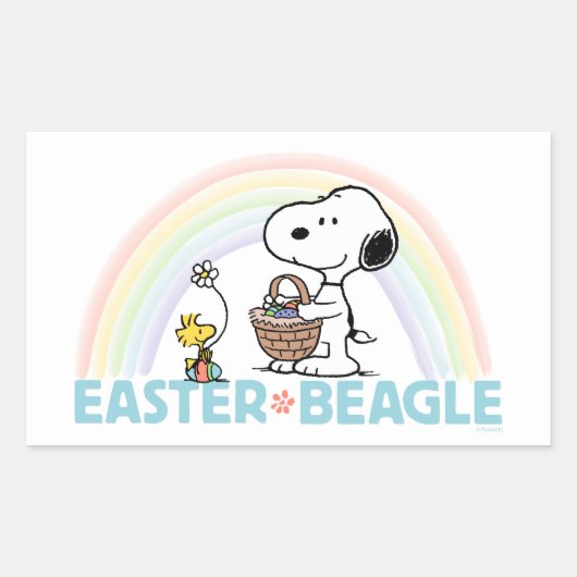 Snoopy & Woodstock - Paasbeagle Rechthoekige Sticker (Voorkant)