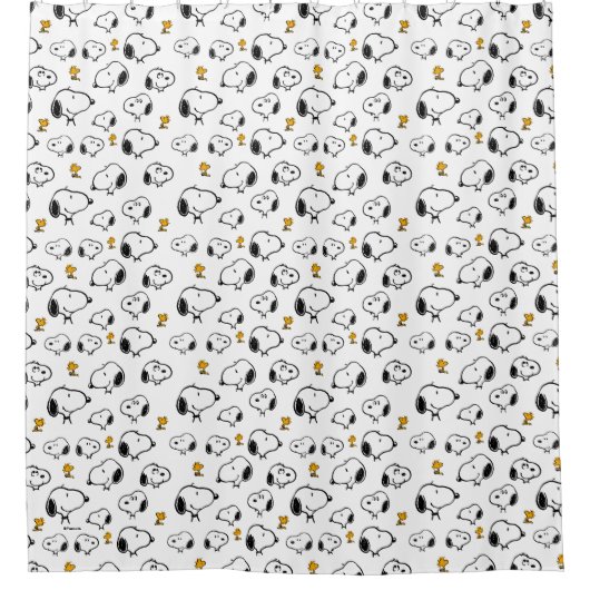 Snoopy & Woodstock Pattern Douchegordijn (Voorkant)
