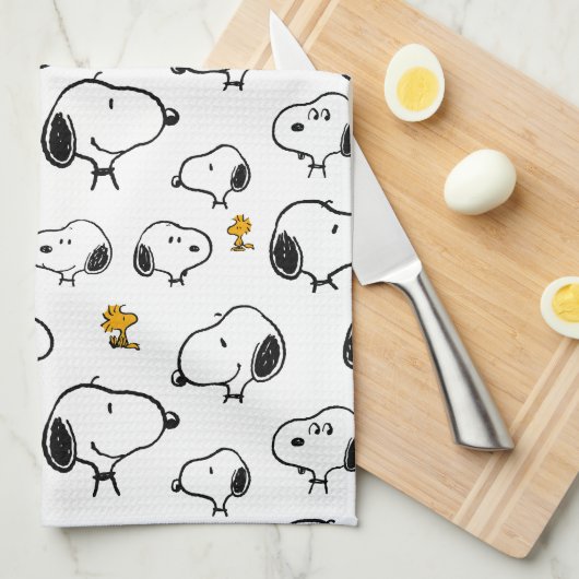 Snoopy & Woodstock Pattern Theedoek (Quarter Fold)