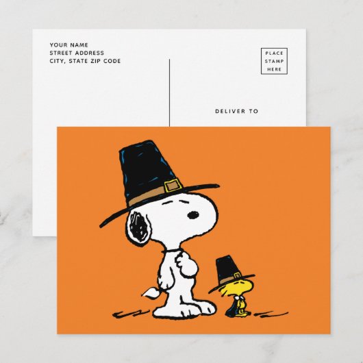 Snoopy & Woodstock Pilgrim Briefkaart (Voorkant / Achterkant)