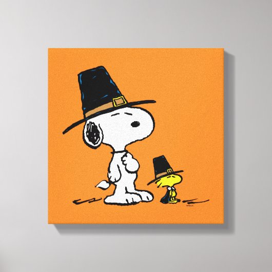 Snoopy & Woodstock Pilgrim Canvas Afdruk (Voorkant)