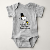 Snoopy & Woodstock Pilgrim | Eerste Thanksgiving Romper (Voorkant)
