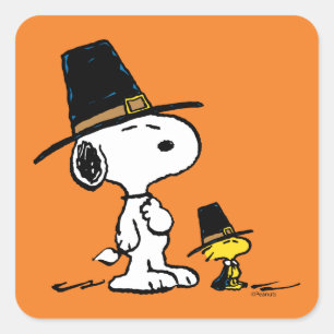 Snoopy & Woodstock Pilgrim Vierkante Sticker