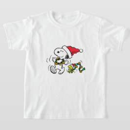 snoopy & woodstock playing on winter season t-shirt