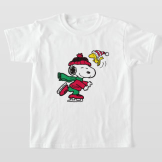 snoopy & woodstock playing on winter season t-shirt
