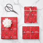 Snoopy & Woodstock Puffy Rode Winter Jas Inpakpapier Vel<br><div class="desc">Wikkel dat speciale cadeau in met deze leuke Peanuts Christmas cadeauverpakking. Aanpassen door een bericht en jouw namen toe te voegen.</div>