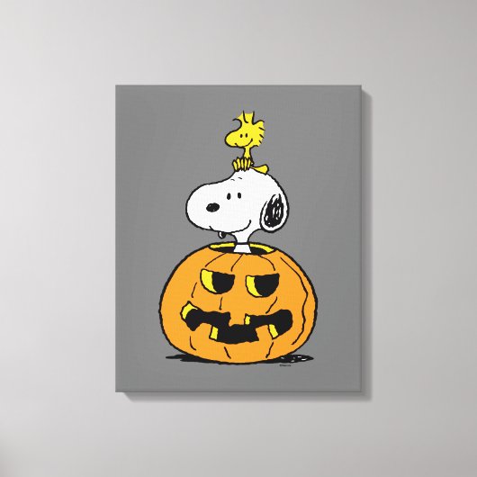 Snoopy & Woodstock Pumpkin Canvas Afdruk (Voorkant)