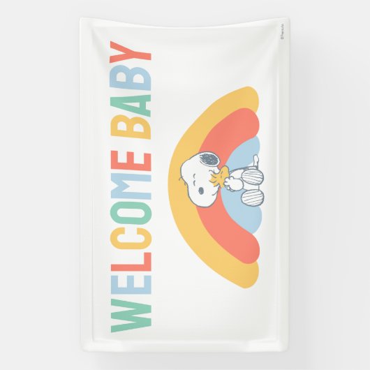 Snoopy & Woodstock Rainbow Baby Shower  Banner (Verticaal)