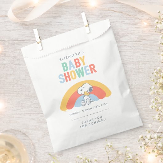 Snoopy & Woodstock Rainbow Baby Shower Favor Bag Bedankzakje (Geknipt)