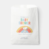 Snoopy & Woodstock Rainbow Baby Shower Favor Bag Bedankzakje (Voorkant)