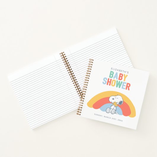 Snoopy & Woodstock Rainbow Baby shower Gastenlijst Notitieboek (Binnen)