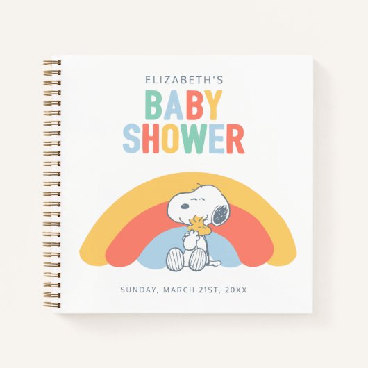Snoopy & Woodstock Rainbow Baby shower Gastenlijst Notitieboek (Voorkant)