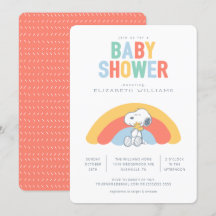 Snoopy & Woodstock Rainbow Baby shower Invitation