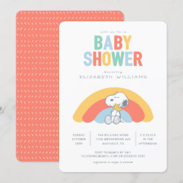Snoopy & Woodstock Rainbow Baby shower Invitation Kaart