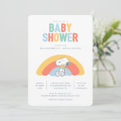 Snoopy & Woodstock Rainbow-Baby shower Kaart (Staand voorkant)
