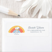 Snoopy & Woodstock Rainbow Baby Shower Label (Insitu)