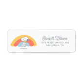 Snoopy & Woodstock Rainbow Baby Shower Label (Voorkant)