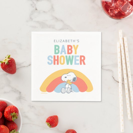 Snoopy & Woodstock Rainbow Baby Shower Napkins Servet (Insitu)
