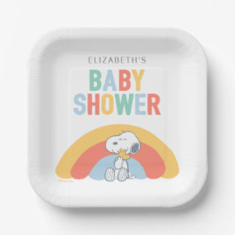 Snoopy & Woodstock Rainbow Baby Shower Paper Plate Papieren Bordje