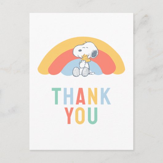 Snoopy & Woodstock Rainbow Baby Shower Postcard Briefkaart (Voorkant)