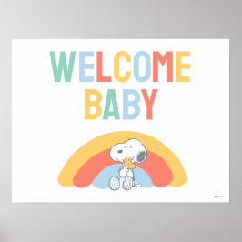 Snoopy & Woodstock Rainbow Baby Shower Poster