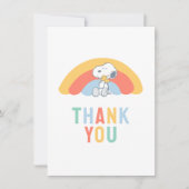 Snoopy & Woodstock Rainbow Baby Shower Thank You C Bedankkaart (Voorkant)