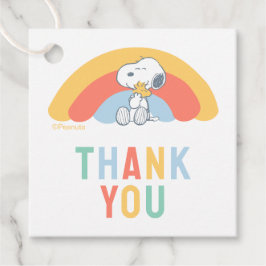 Snoopy & Woodstock Rainbow Baby Shower Thank You F Bedankjes Labels
