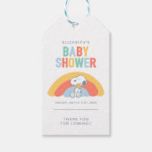 Snoopy & Woodstock Rainbow Baby Shower Thank You G Cadeaulabel (Voorkant)