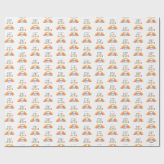 Snoopy & Woodstock Rainbow Baby Shower Wrapping Pa Cadeaupapier (Vlak)