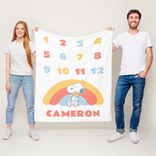 Snoopy & Woodstock Rainbow Maandelijkse mijlpaal B Fleece Deken