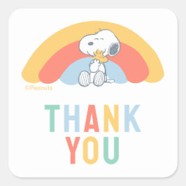 Snoopy & Woodstock Regenboog Baby Shower Bedankt S Vierkante Sticker