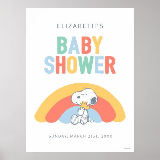 Snoopy & Woodstock Regenboog Baby Shower Poster (Voorkant)