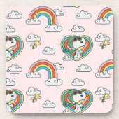 Snoopy & Woodstock Regenboog Hart Patroon Bier Onderzetter (Voorkant)