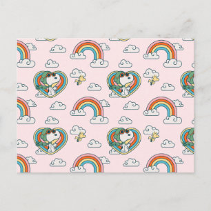 Snoopy & Woodstock Regenboog Hart Patroon Briefkaart