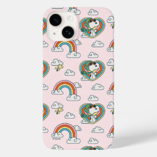 Snoopy & Woodstock Regenboog Hart Patroon Case-Mate iPhone 14 Hoesje